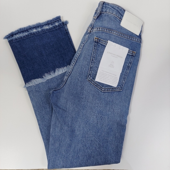 NWT Jonathan Simkhai River High Rise Straight Fray Hem Jeans - Picture 4 of 16